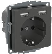 Exxact1-v16A med 2xUSB-laddning 2,4A typ-A Antracit WDE003179