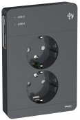 Schneider-Exxact 2-vägsuttag+USB Typ-A Typ-C WDE003395 antracit