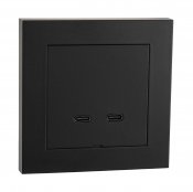 svart usb laddare 2xc