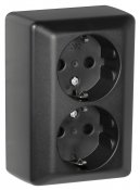 Svart vägguttag med jord 2-vägs 7020160715906