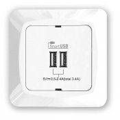 usb uttag 2xa 3,4a 5v vit