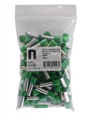 ändhylsa 16mm2 grön cew 160018 100 7331176155489