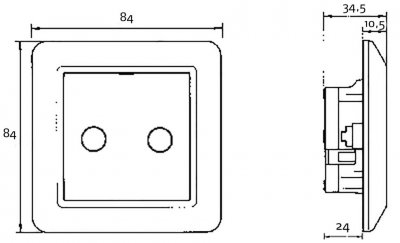 Antennuttag Elko RS Renvit måttskiss