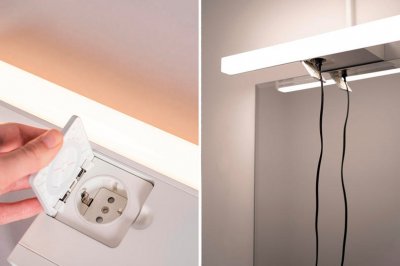 badrumsbelysning med vägguttag Mirro Socket IP44