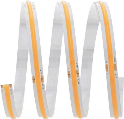 led list cob 5w m 24v 3000k ip20 5 meter prickfritt varmvitt ljus