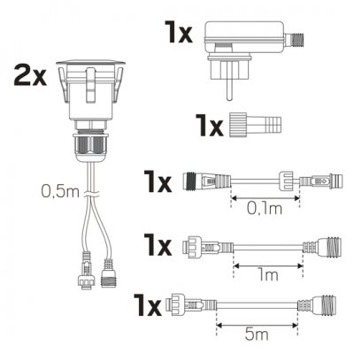 Decklight Super Garden Kit måttbild och innehåll
