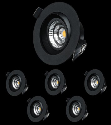 Designlight M-Penny MPT-306B svart 6-pack