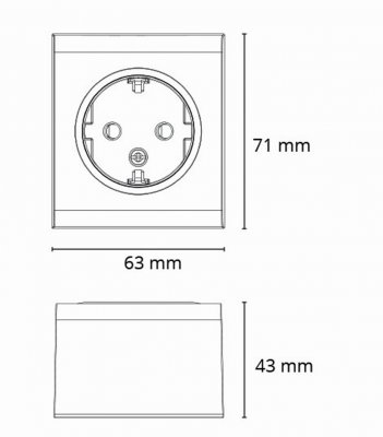 drawing svart vägguttag 1-vägs utp 77501 7021987750118