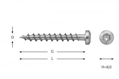 elektrikerskruv torx tx20 fzb grovgängad 4,2x22