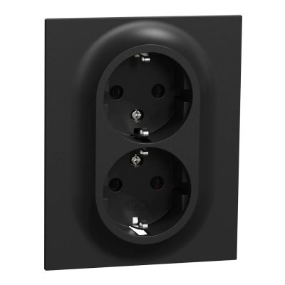 elko one vägguttag 2-v låg svart eko50132 7020161501324