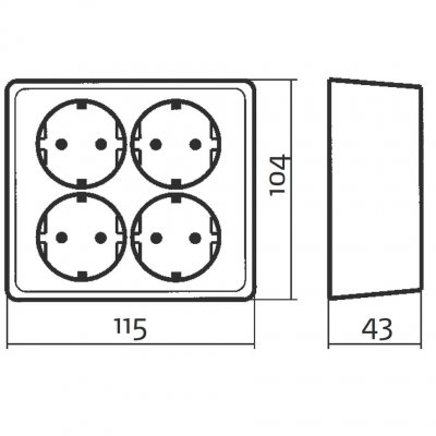 elko rs 4-vägs vägguttag utp 7020161400313