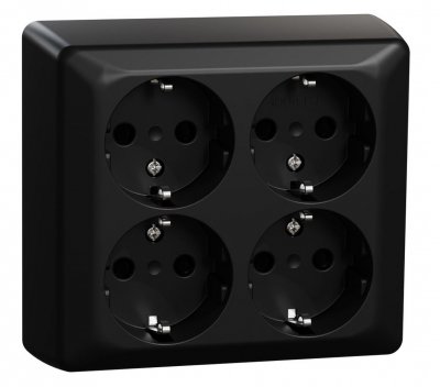 elko rs 4-vägs vägguttag utp svart 7020161400313 EKO40031