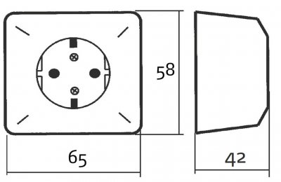 svart vägguttag 1-V jordat utanpaliggande