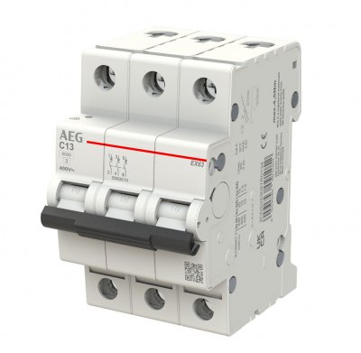 EX63C13 MCB AEG 6kA C-kar 13A 3-Pol 4053546091052