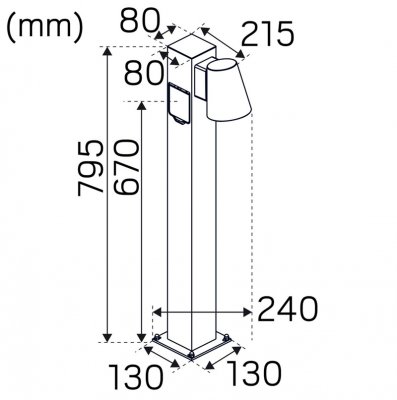Hide-A-Lite Cone Pillar Socket måttskiss