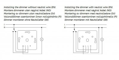 inkoppling dimmer med nolla SBDLED RC