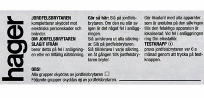 instruktion jordfelsbrytare handhavande