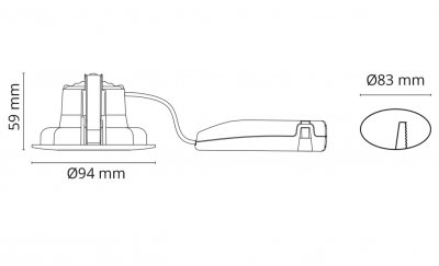 Junistar Bio Isosafe 5w måttskiss drawing sg-armaturen