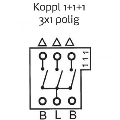 Koppling 3x1-polig strömbrytare