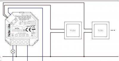 kopplingsschema tryckdimmer rund dali push 200w