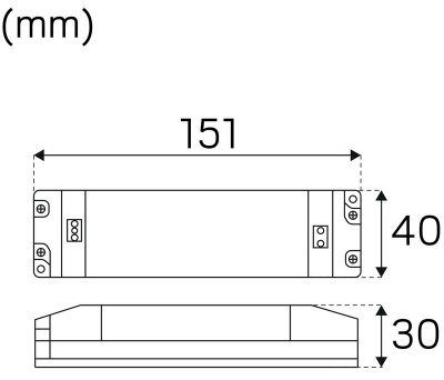 LED-trafo SLT 30W måttskiss storlek
