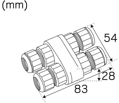 Markskarv 4-vägs IP68 4P måttskiss