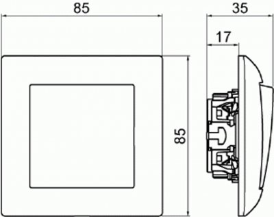 måttskiss abb saga-1-polig-strömställare komplett vit 6438199011080