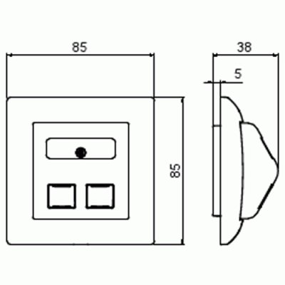 måttskiss abb saga rj45 keystone 2TKA00004985 6438199011059