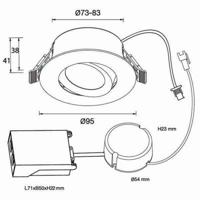 måttskiss d-007 downlight drawing designlight