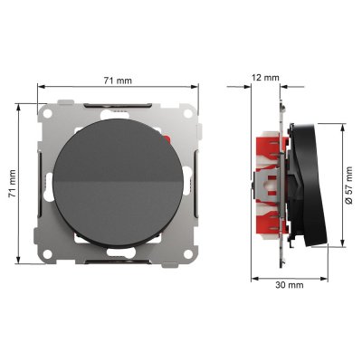 måttskiss elko strömställare kors svart eko50053 7020161500532