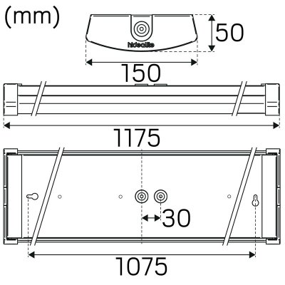måttskiss hide-a-lite liteline basic ip44 1200 led