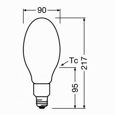 måttskiss hql led filament38w840 e27 4099854071874