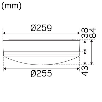 måttskiss 259x84mm hide a lite moon basic e27 255 IP44