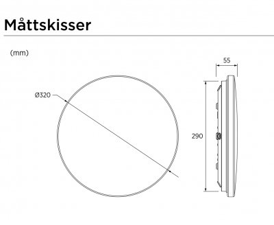måttskiss plafond nord diameter 320mm