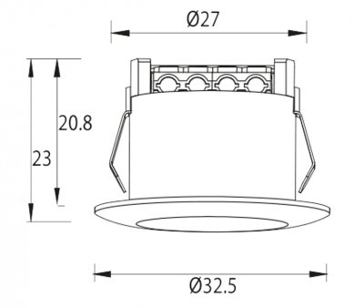 Måttskiss Q-33MW 1,2W minispot