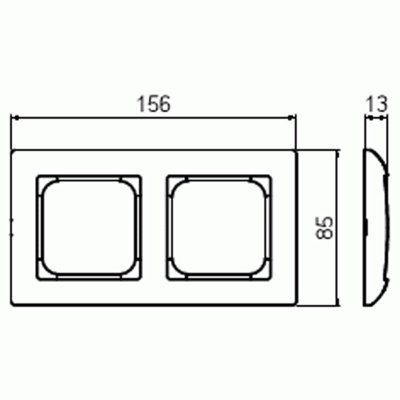 måttskiss saga täckram 2-fack 85mm vit 6438199009230