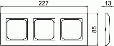 måttskiss saga täckram 3-fack 85mm vit 2TKA00004817