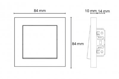 måttskiss sg strömställare 1-polig svart infälld 7021987600116