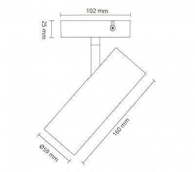 måttskiss tube mini s line spotlight 14w