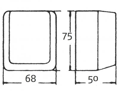 Måttskiss VU 1-vägs IP44 skruv RS 1885702 renvit
