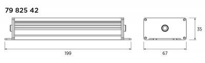 mattskiss och dimensioner 199x67x35mm for zebra z dim drivdon 24vdc 50w ip67