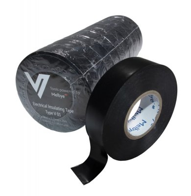 Melbye Eltejp svart 19mmx20m 10-pack