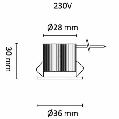Mini-d 230V måttskiss unilamp minispot