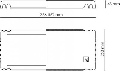 Måttritning Multibox TEK infällnadsbox justerbar 330-600mm