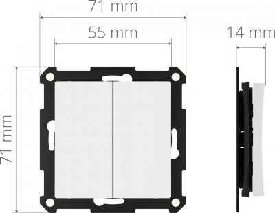 Plejd wph-01-sw trådlös tryckknapp exxact måttskiss