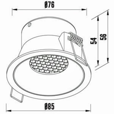 Refoundy Downlight Måttbeskrivning svart och vit