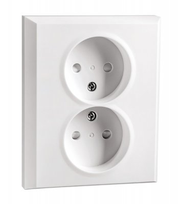 sg install vägguttag 2-vägs ojordat vit infällt 16A/250V 7021987710013