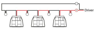 Inkoppling sv SG Nano leddriver med seriekoppling 350mA