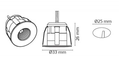 Måttskiss för SG Nano svart 1W 350mA