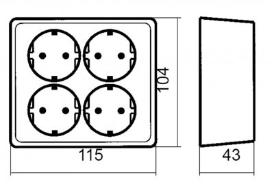 Elko RS Vägguttag 4-vägs UTP Renvit